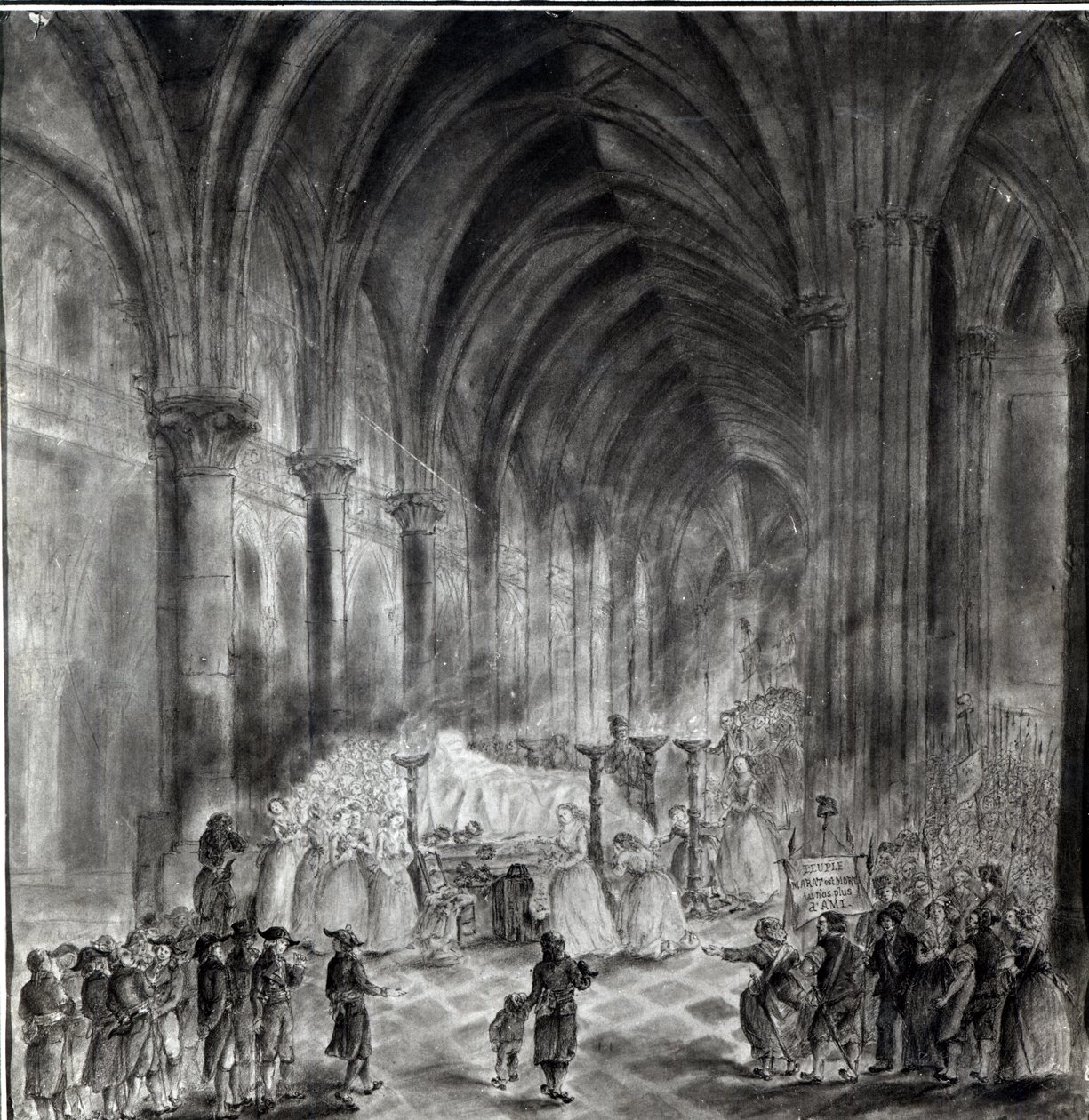 The Funeral of Jean Paul Marat in the Chapel of the Club des Cordeliers, 16th July 1793 by French School