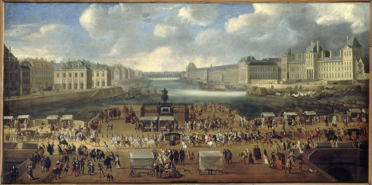 The Pont-Neuf with a procession, 1665-69 by French School