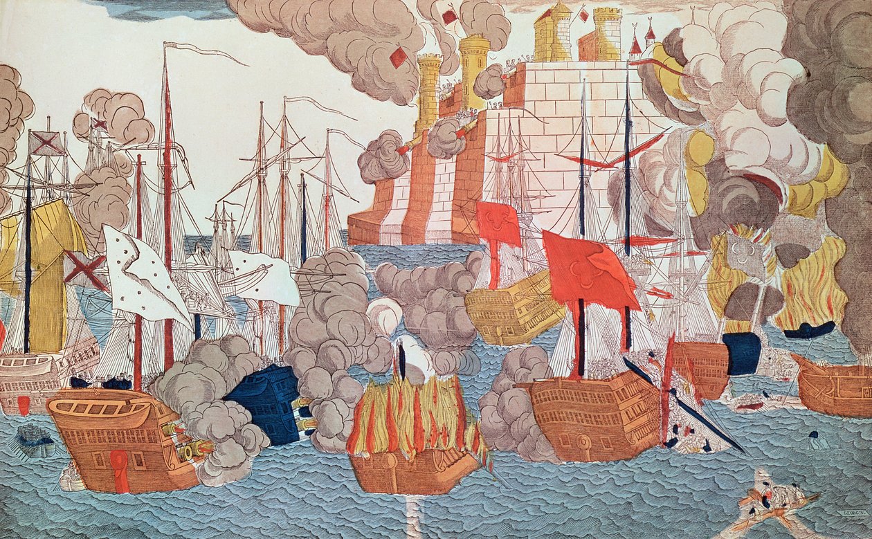 The Siege of Navarino by French School