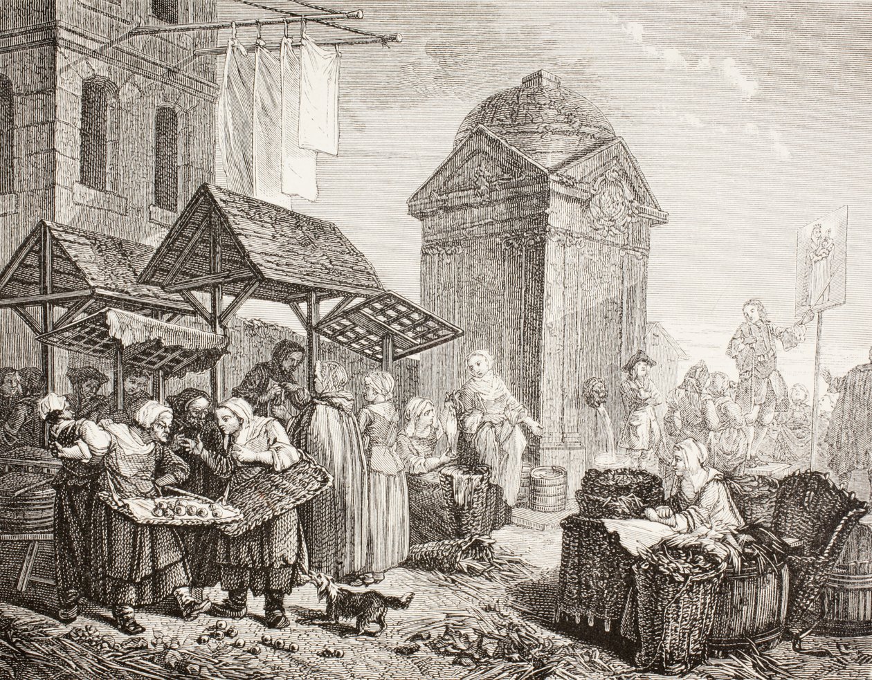 The Market in the Place Maubert, Paris, in the 18th Century (after a work by Jeaurat) by French School