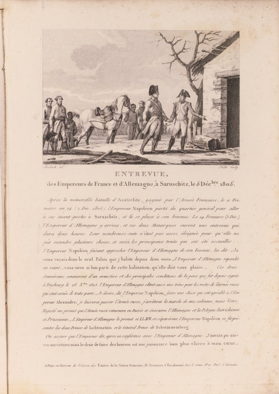 The Meeting of the Commanders of the French and German Forces in Schitz, 5th December 1805 by French School