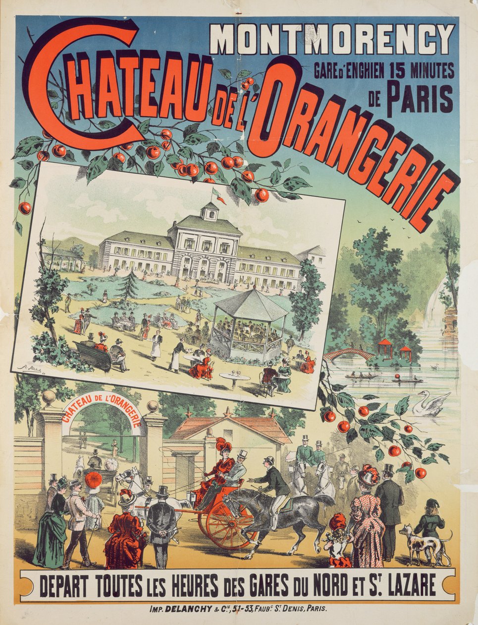 Travel poster advertising trips by train from Paris to the 