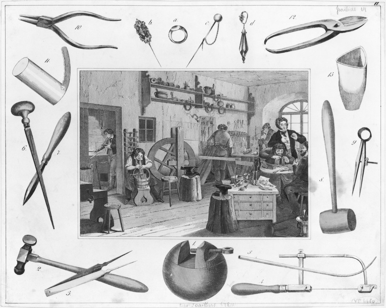 Workshop and Main Tools of Jewellery, 1810 by French School