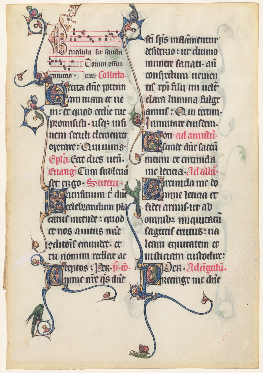 Manuscript Leaf from the Beauvais Missal by French 13th Century