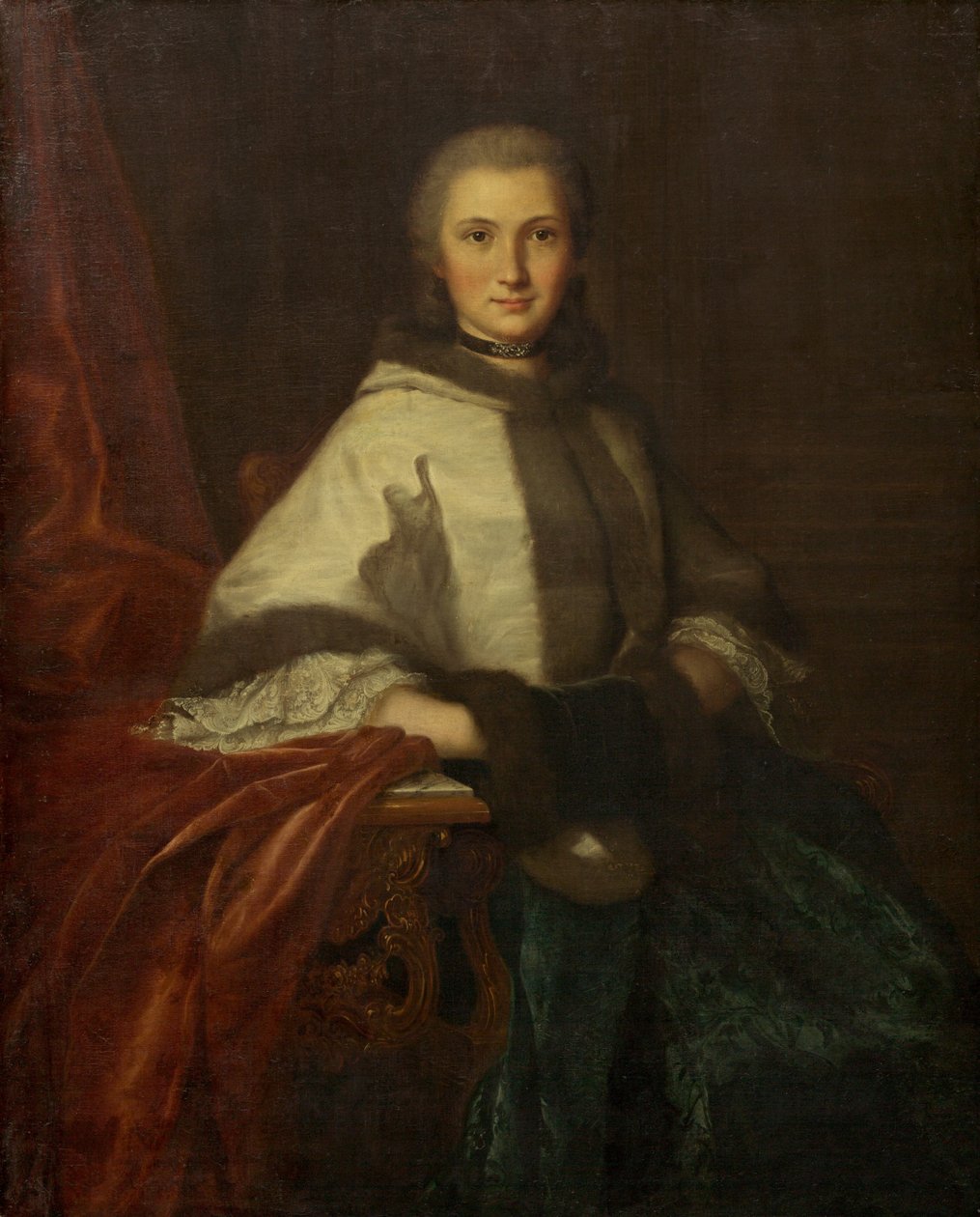 Young Woman with a Muff by French 18th Century