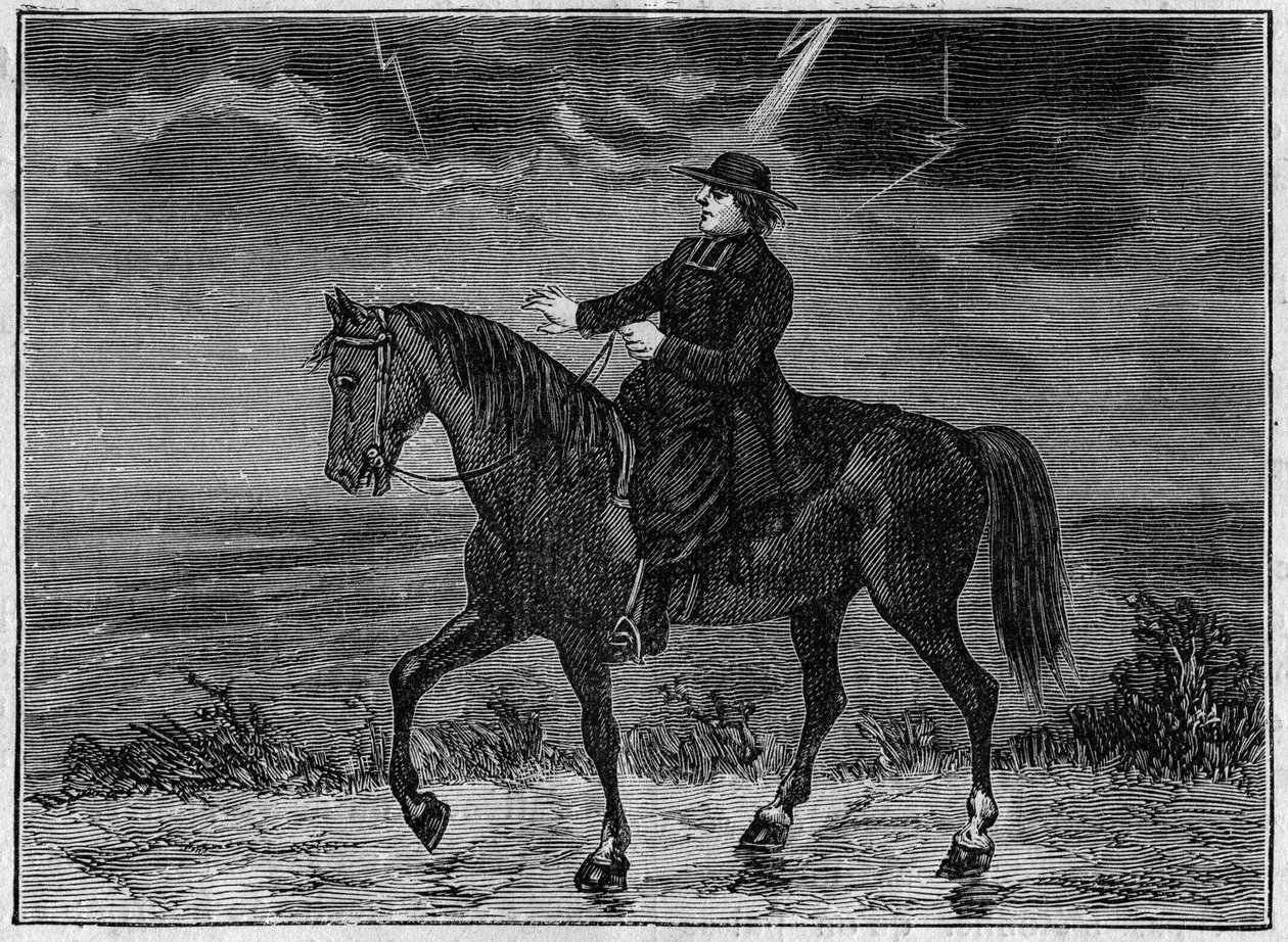 A Priest Blasted on His Horse by French School