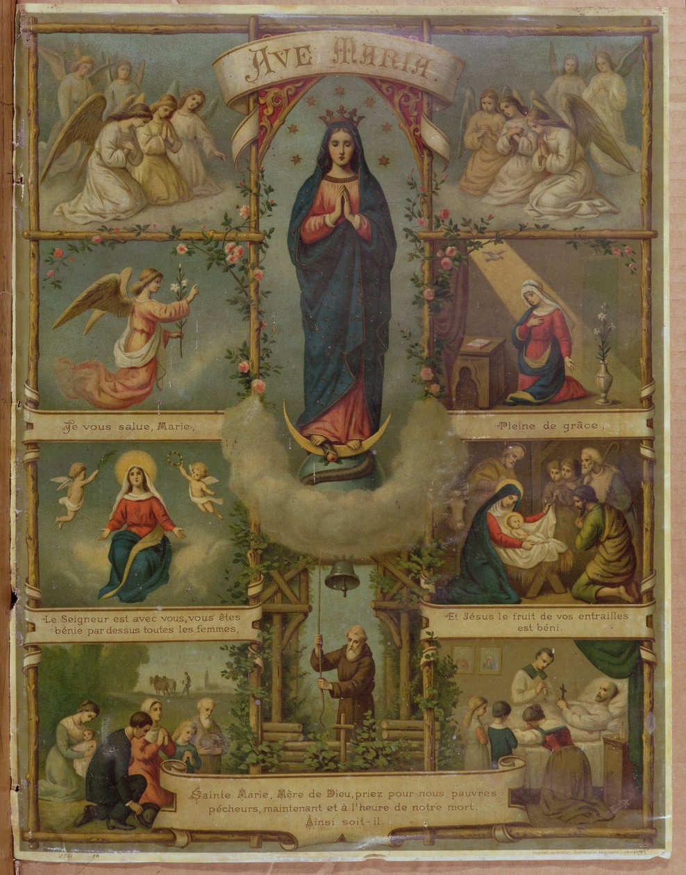 Ave Maria Prayer Card by French School