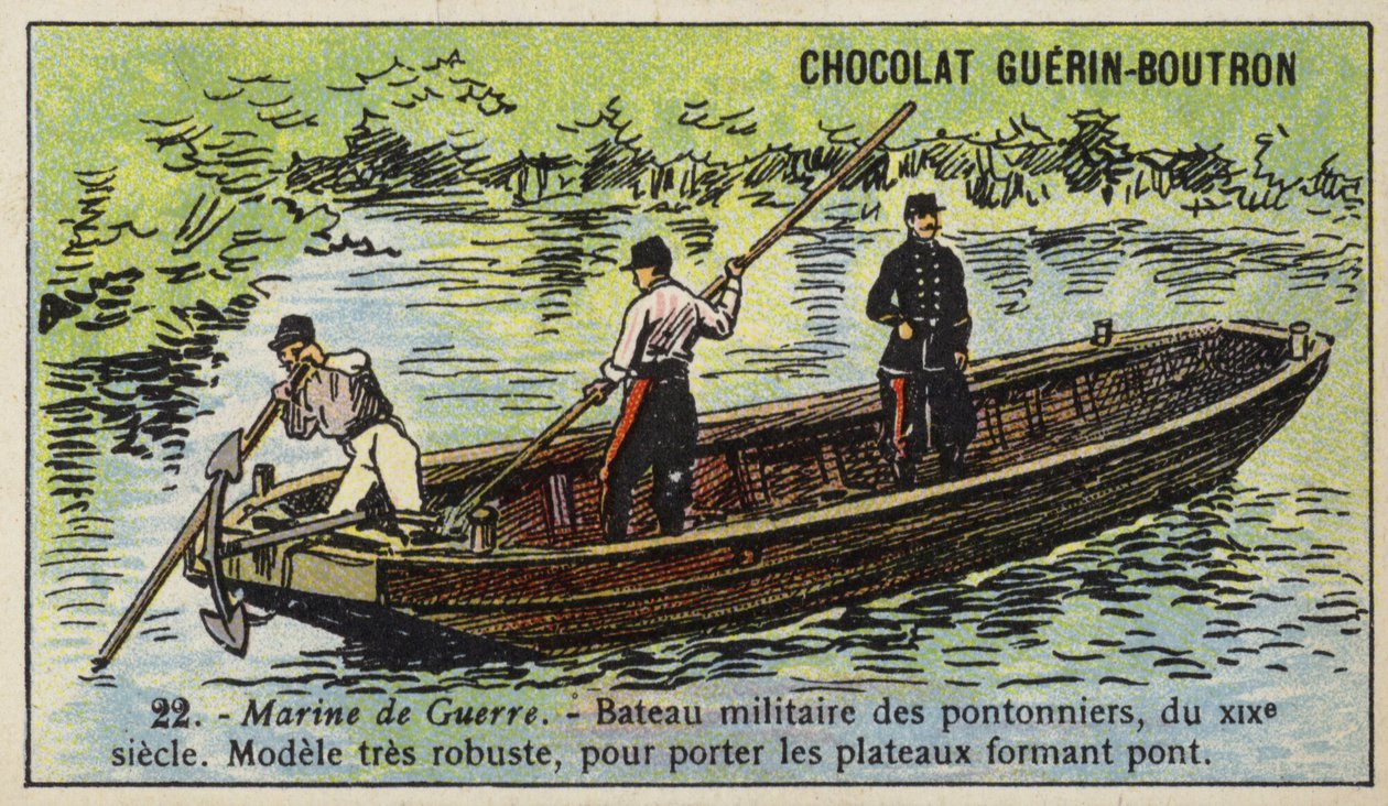 Boat of French military bridge builders by French School