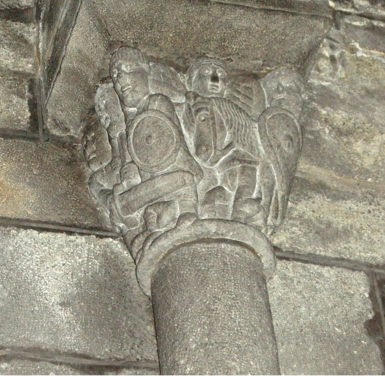Capital depicting local knights fighting Moors by French School