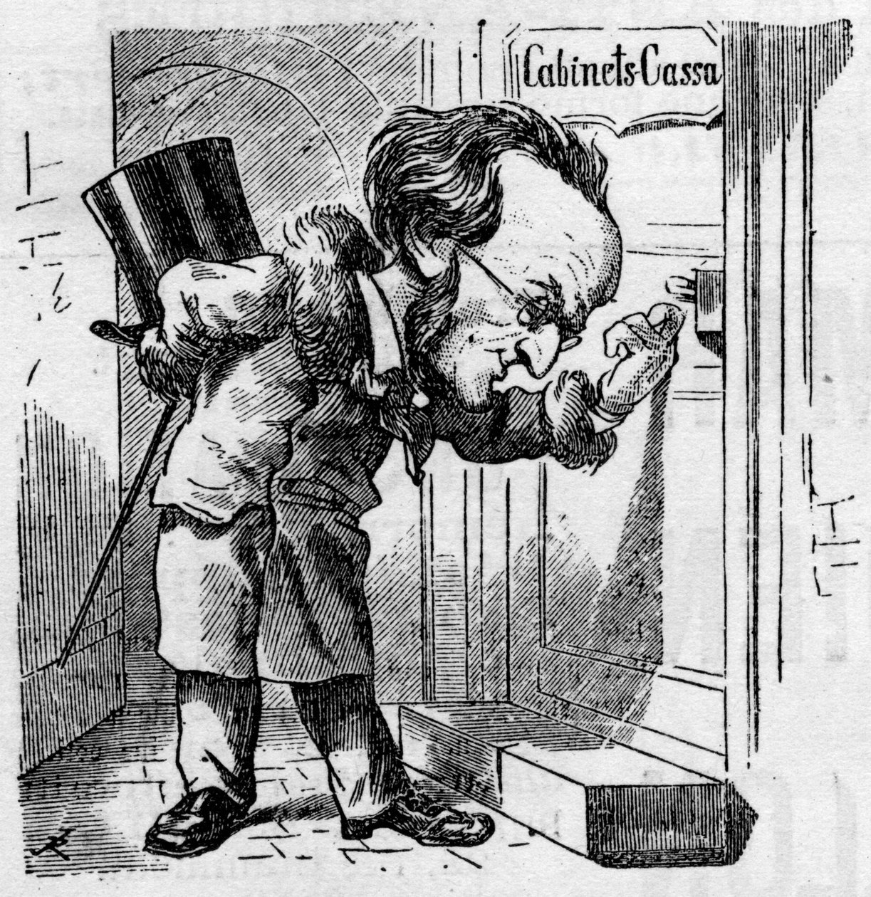 Cartoon by German composer Richard Wagner by French School