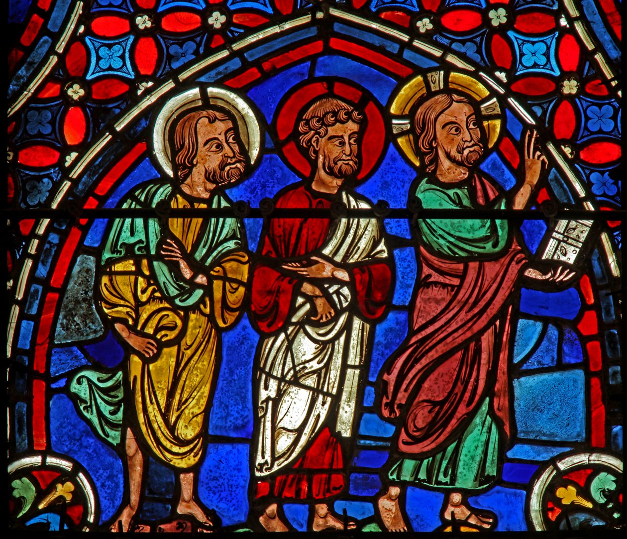 Christ with 2 Apostles by French School
