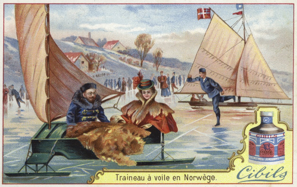 Cibils card featuring sledging on ice by French School