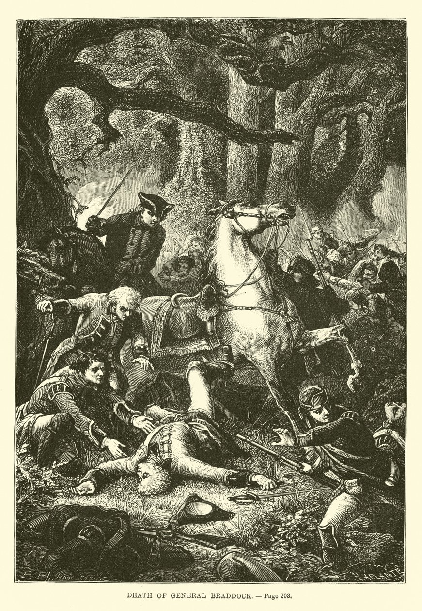 Death of General Braddock by French School