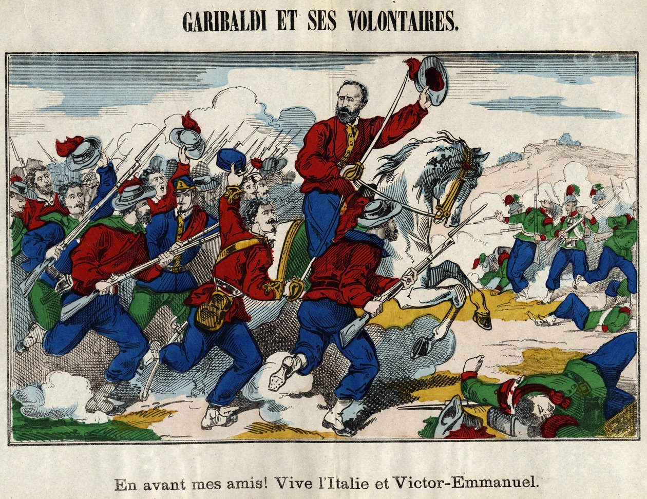 Giuseppe Garibaldi and Volunteers by French School