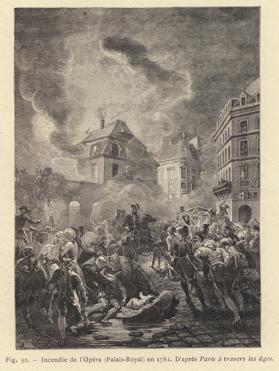 Fire at the Opera, Palais-Royal, in 1781 by French School