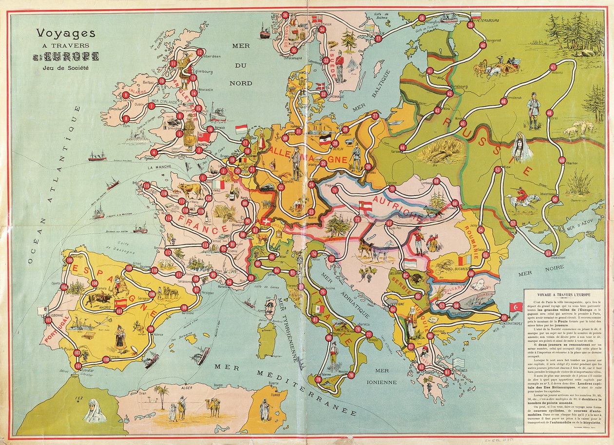 Journeys Across Europe Board Game, c.1875 by French School