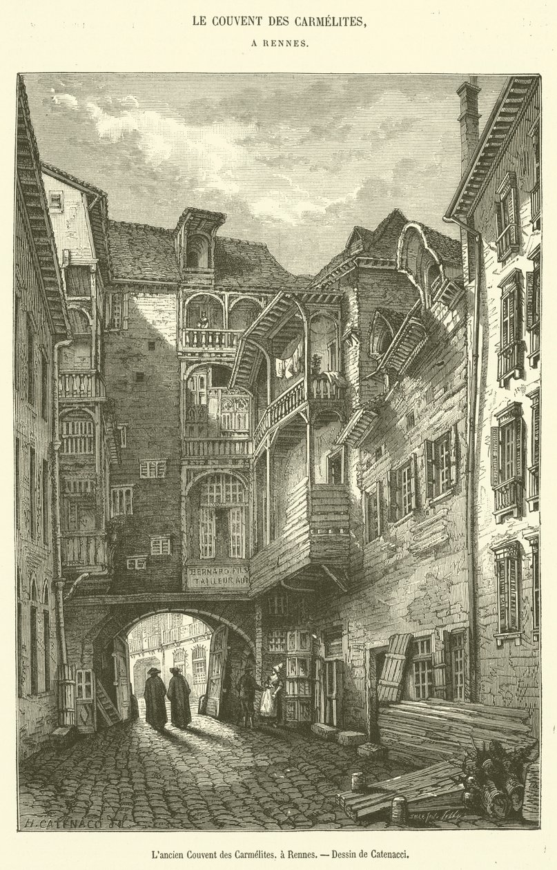 The Former Convent of the Carmelites, in Rennes (engraving) by French School