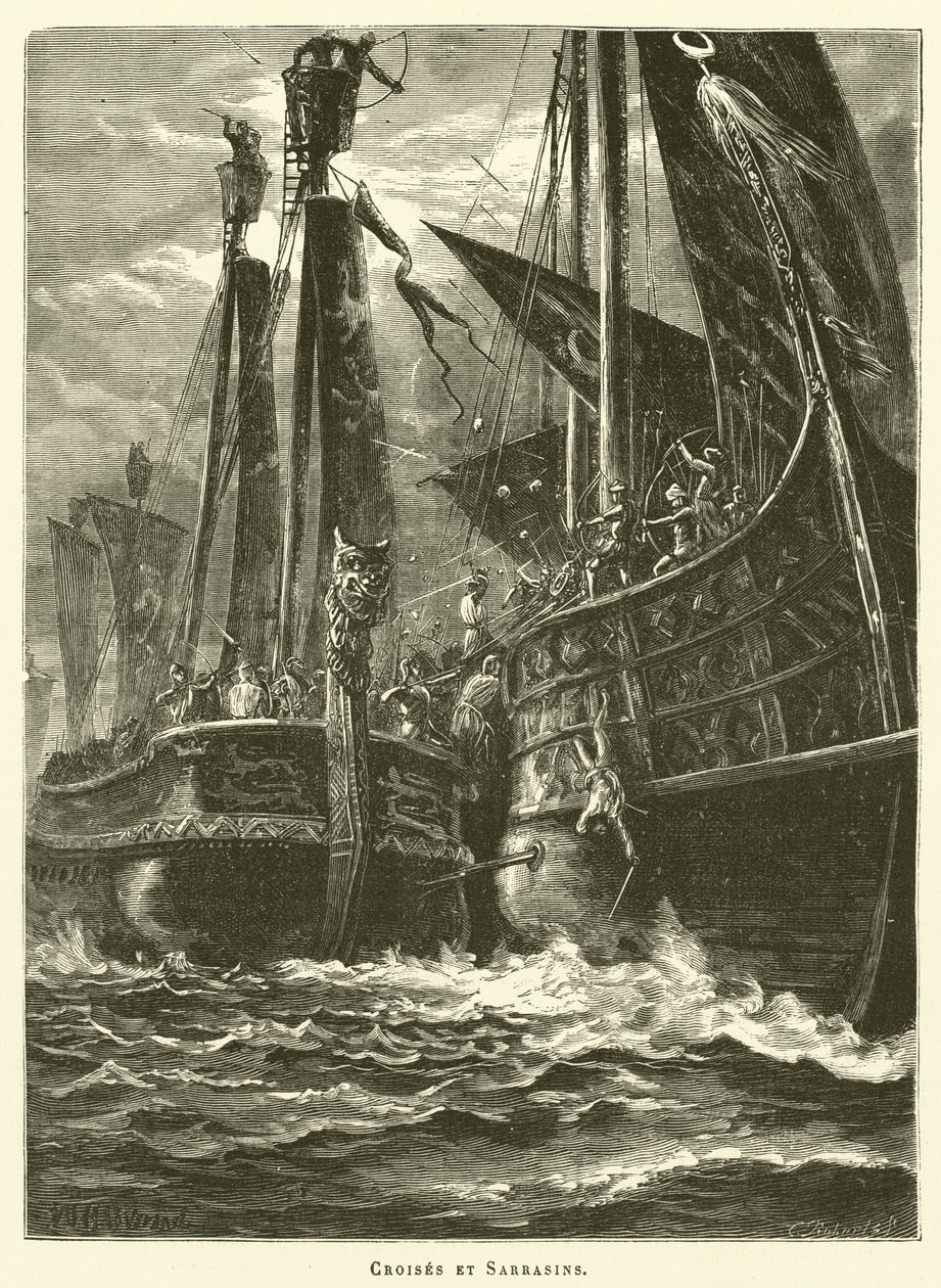 The Ancient Fleets (engraving) by French School