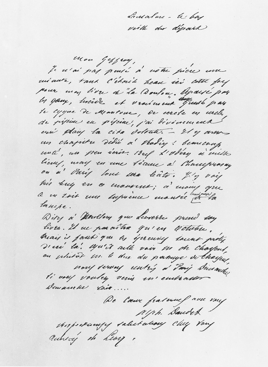 Letter Sent by Alphonse Daudet by French School