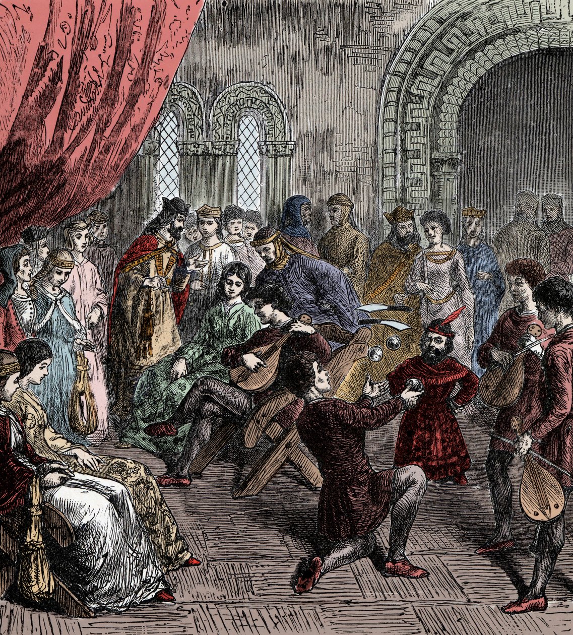 Minstrels and Jugglers at Court by French School