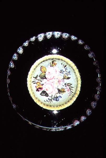 Plaque, Sulphide with Floral Bouquet by French School