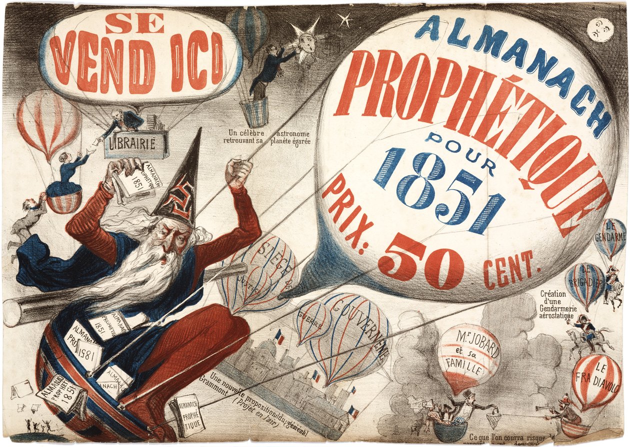 Poster advertising the Almanach Prophetique, 1851 by French School