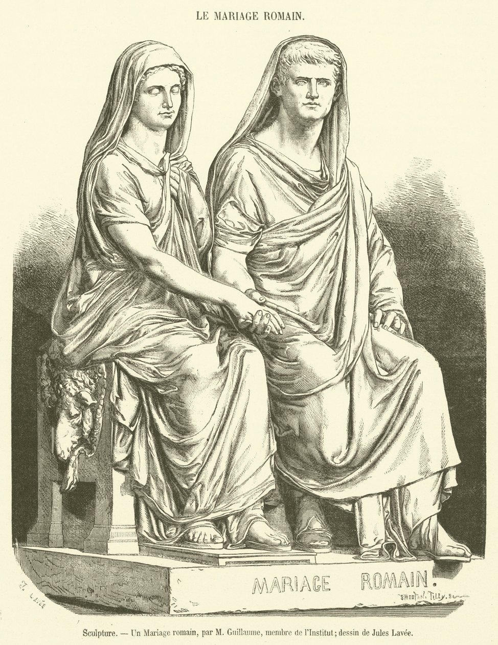 Sculpture, A Roman Marriage (engraving) by French School