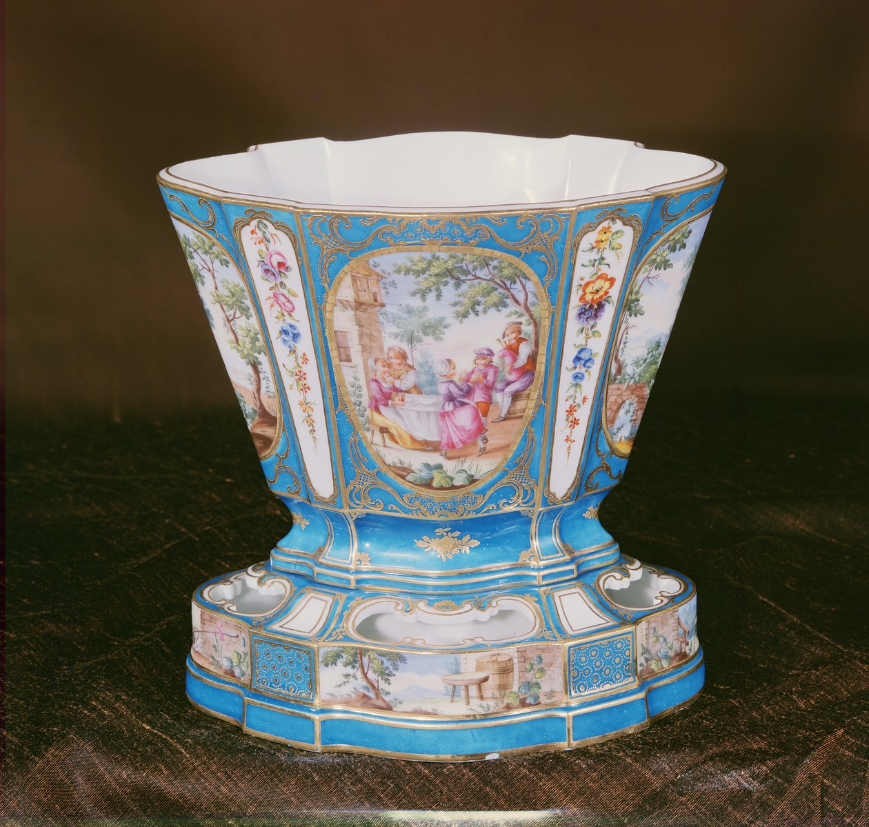 Sevres Eventail Bleu-Celeste Jardiniere by French School