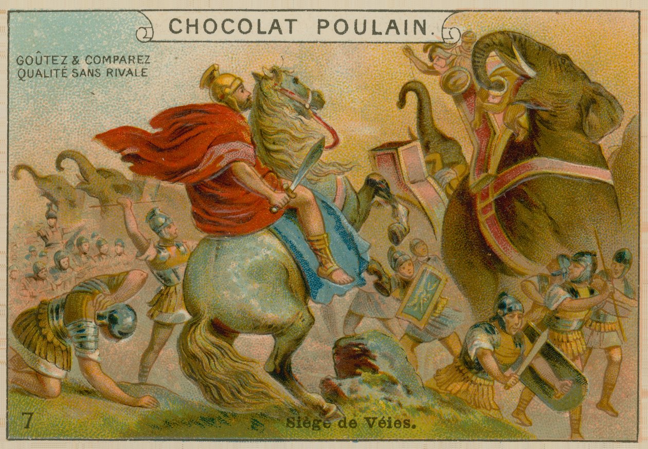 Siege of Veii, Chocolat Poulain Trade Card by French School