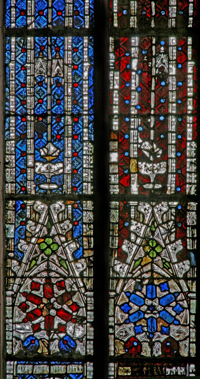 South chapel window wF depicting canopy details by French School
