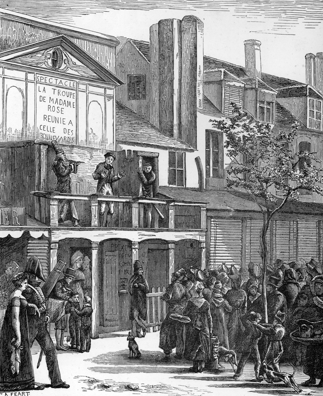 Street Theatre: The Bobeche Carnival Parade (engraving) by French School