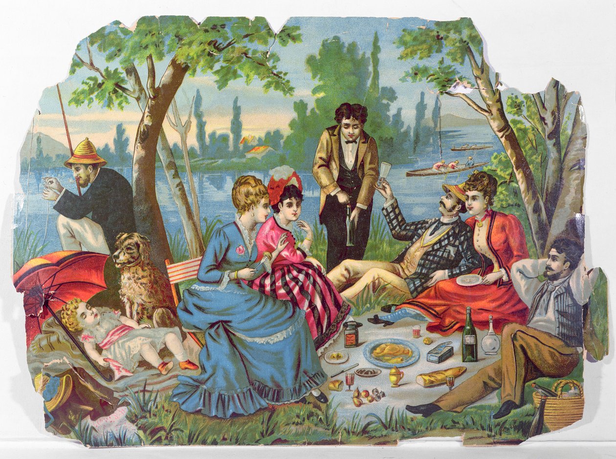 Summer picnic by the river by French School