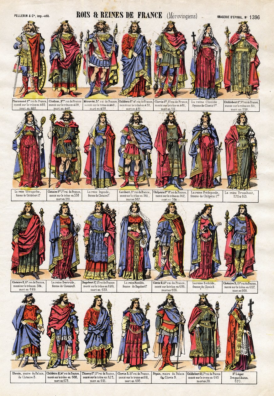 The Merovingian Queens and Kings by French School