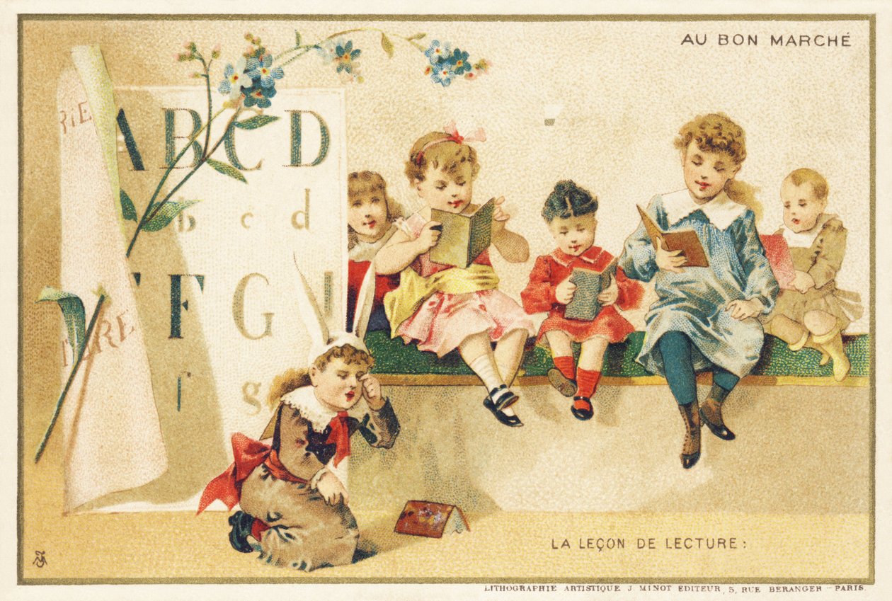 The reading lesson, Paris, c.1900 by French School