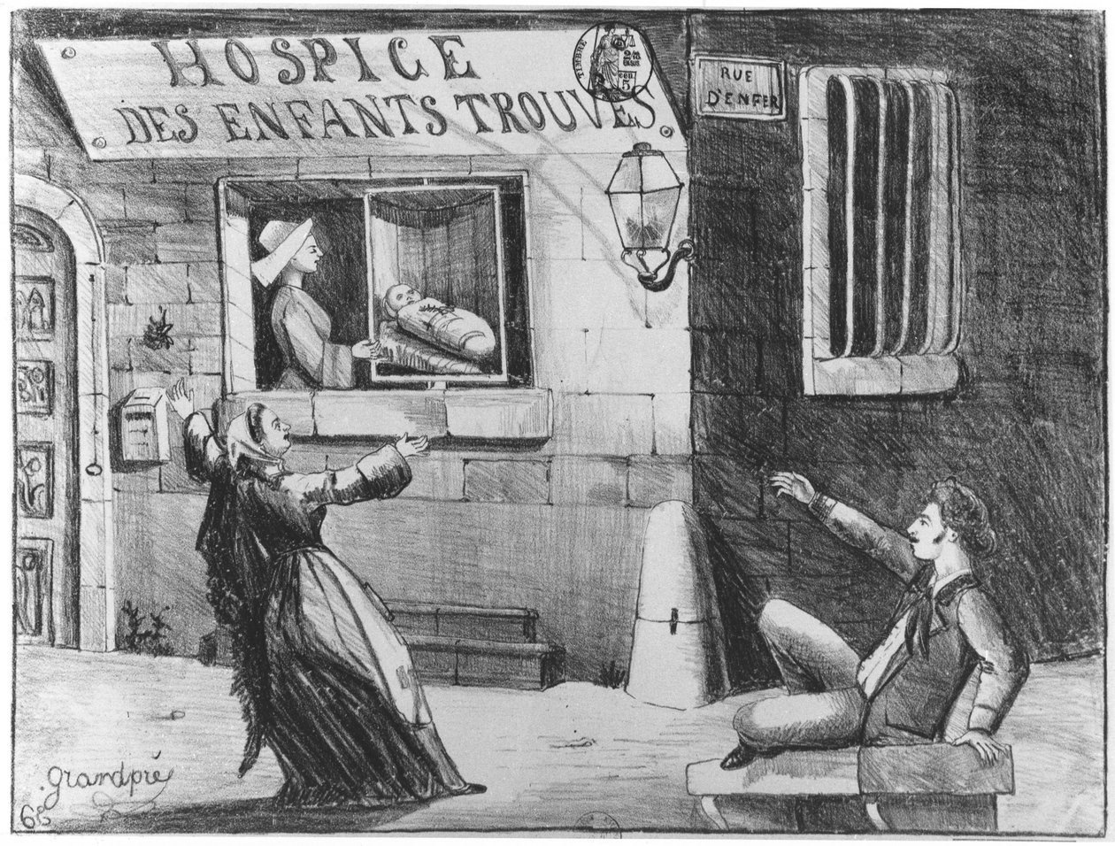 The revolving table at the foundling home by French School