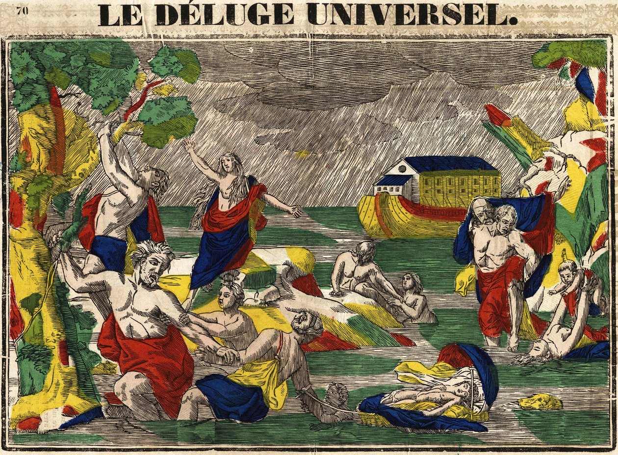 The Universal Flood, Epinal Image 19th Century by French School