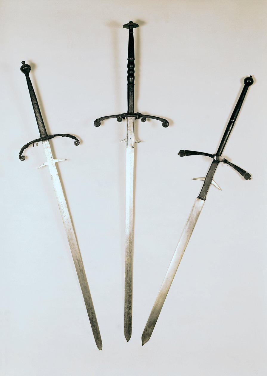 Three two-handed swords, 1570 by French School