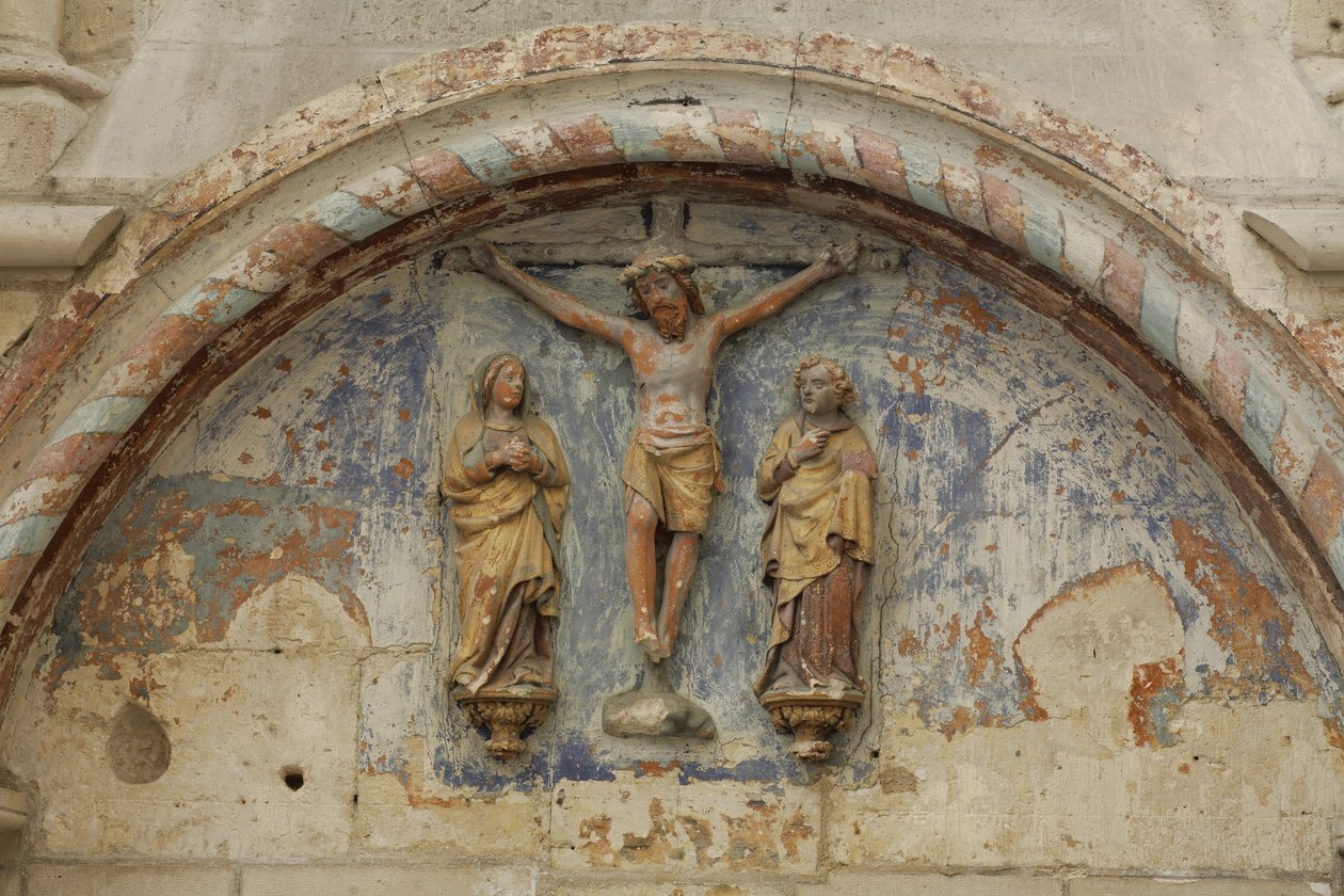 Tympanum with Crucifixion Scene by French School