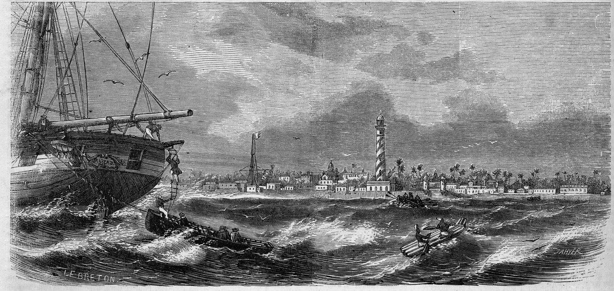 View of Pondicherry (India) by French School