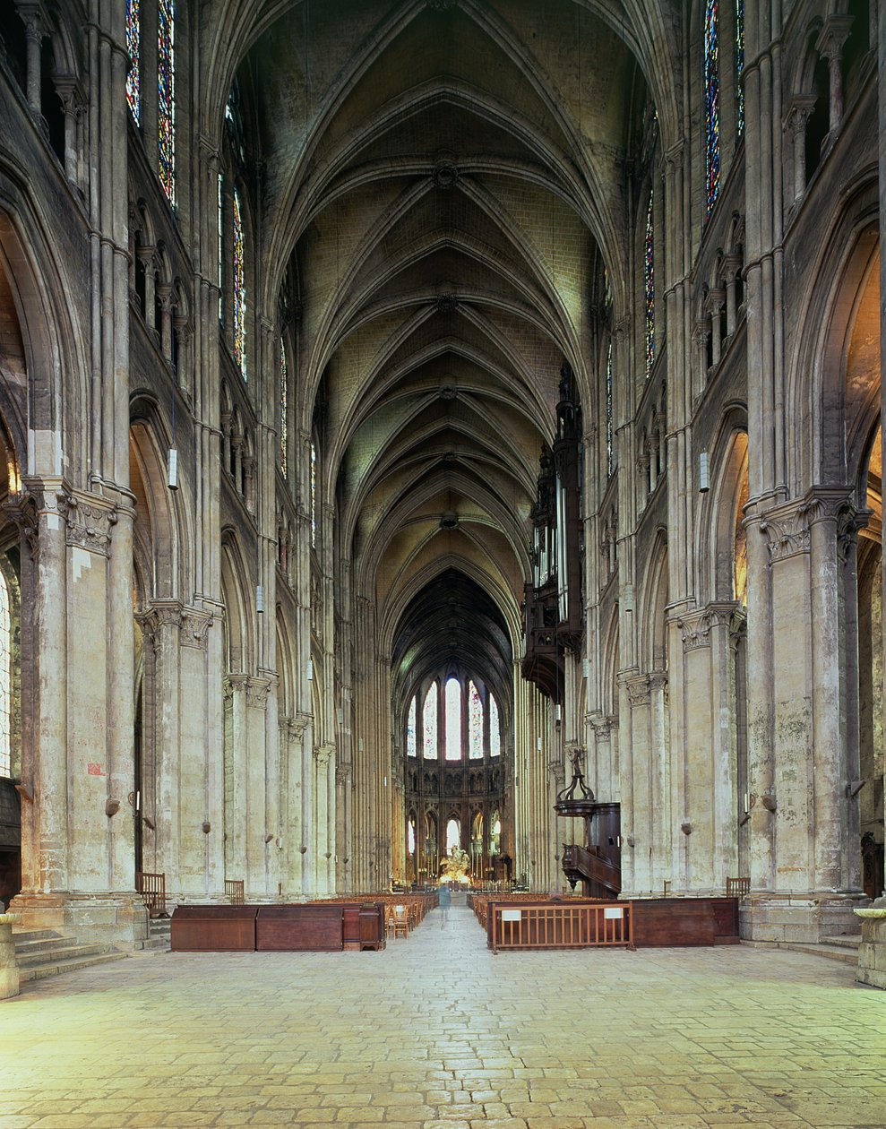 View of the nave, begun 1194 by French School