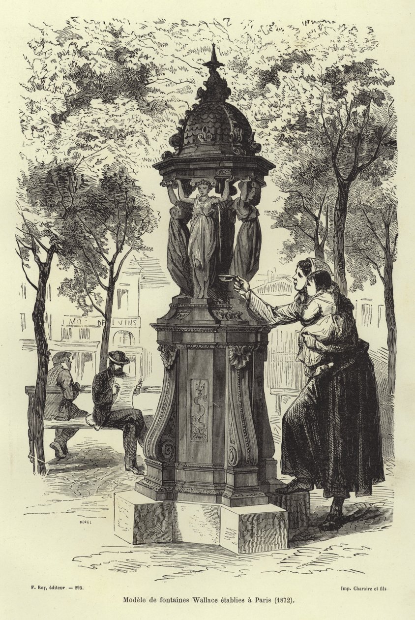 Wallace fountain installed in Paris in 1872 by French School