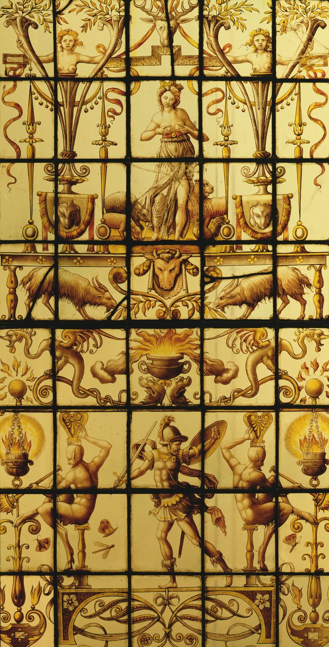 Window Depicting Mars and the Earth by French School