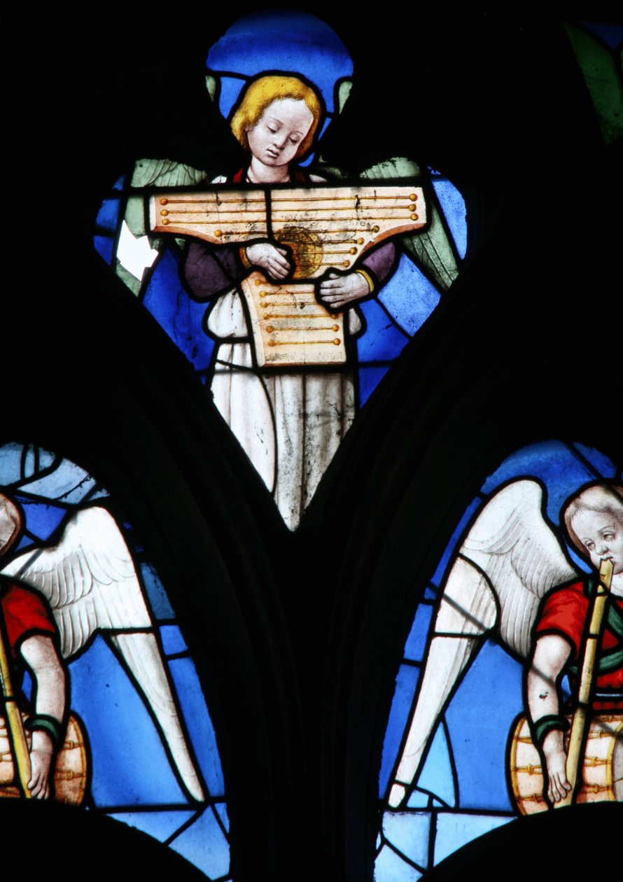Window depicting a Musical Angel by French School