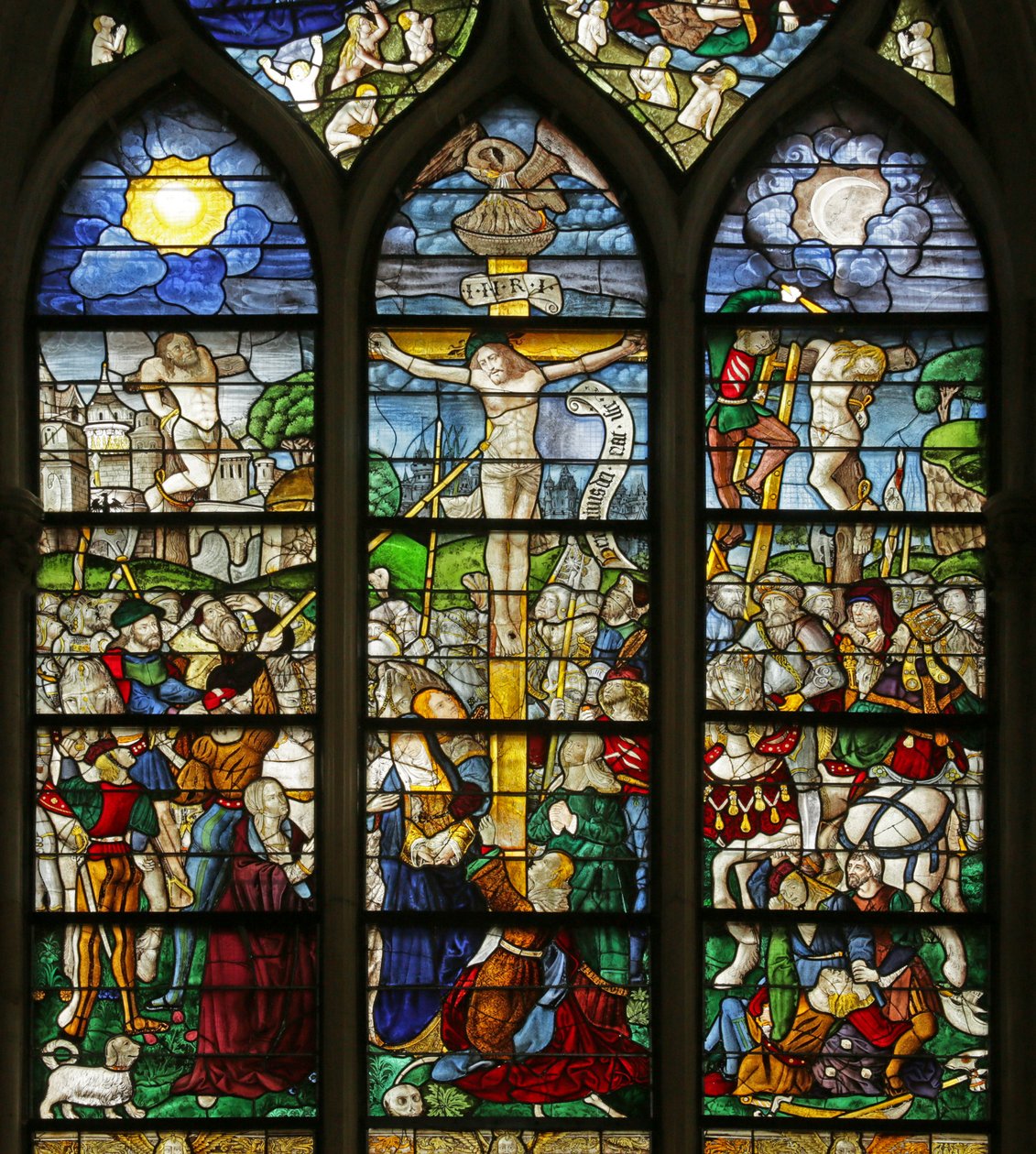 Window depicting the Crucifixion by French School