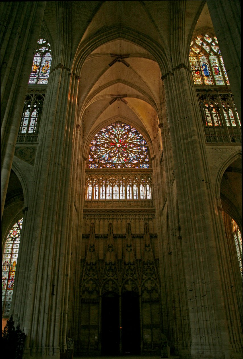 Window depicting the south transept by French School