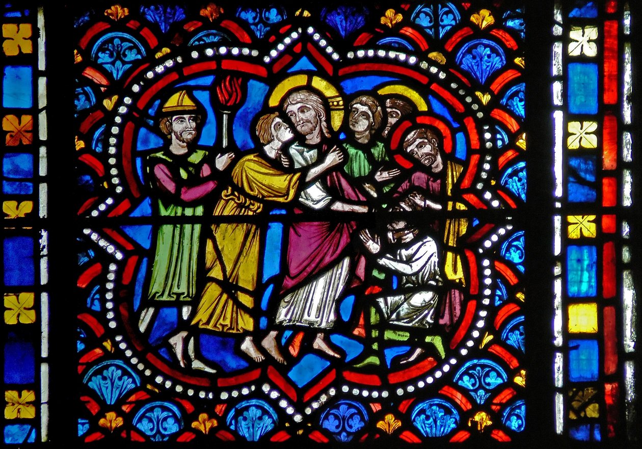 Window s2-L depicting the Betrayal by Judas by French School