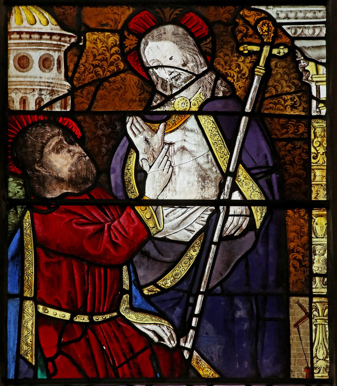 Window s3 depicting St Thomas - Doubting by French School