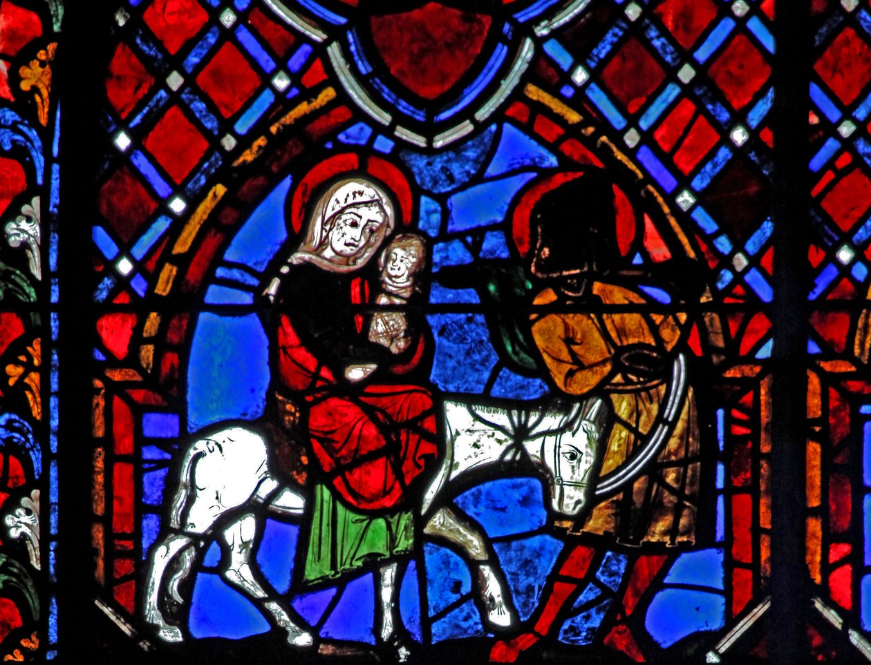 Window depicting the Flight into Egypt by French School