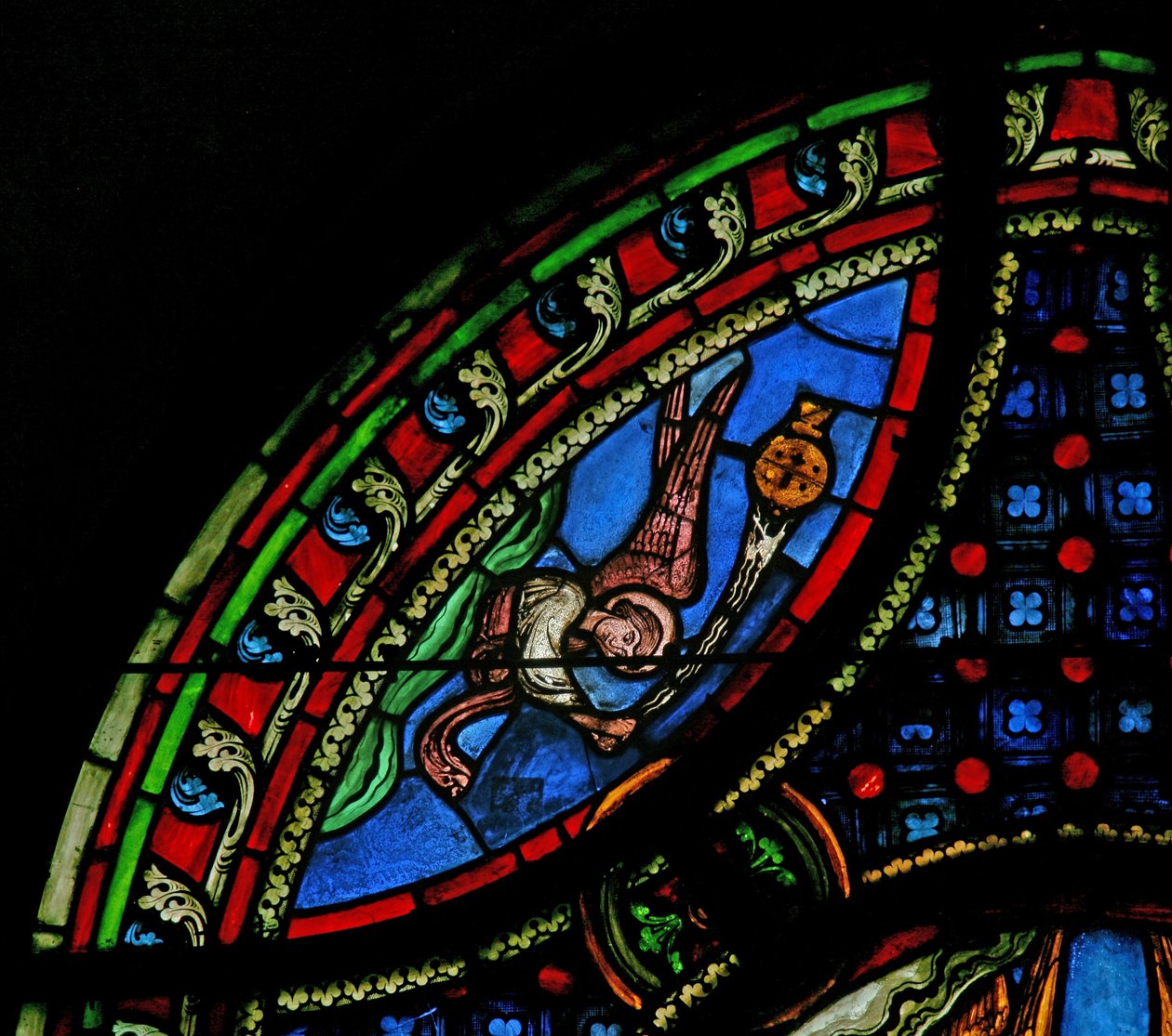 Window w0 depicting an angel by French School