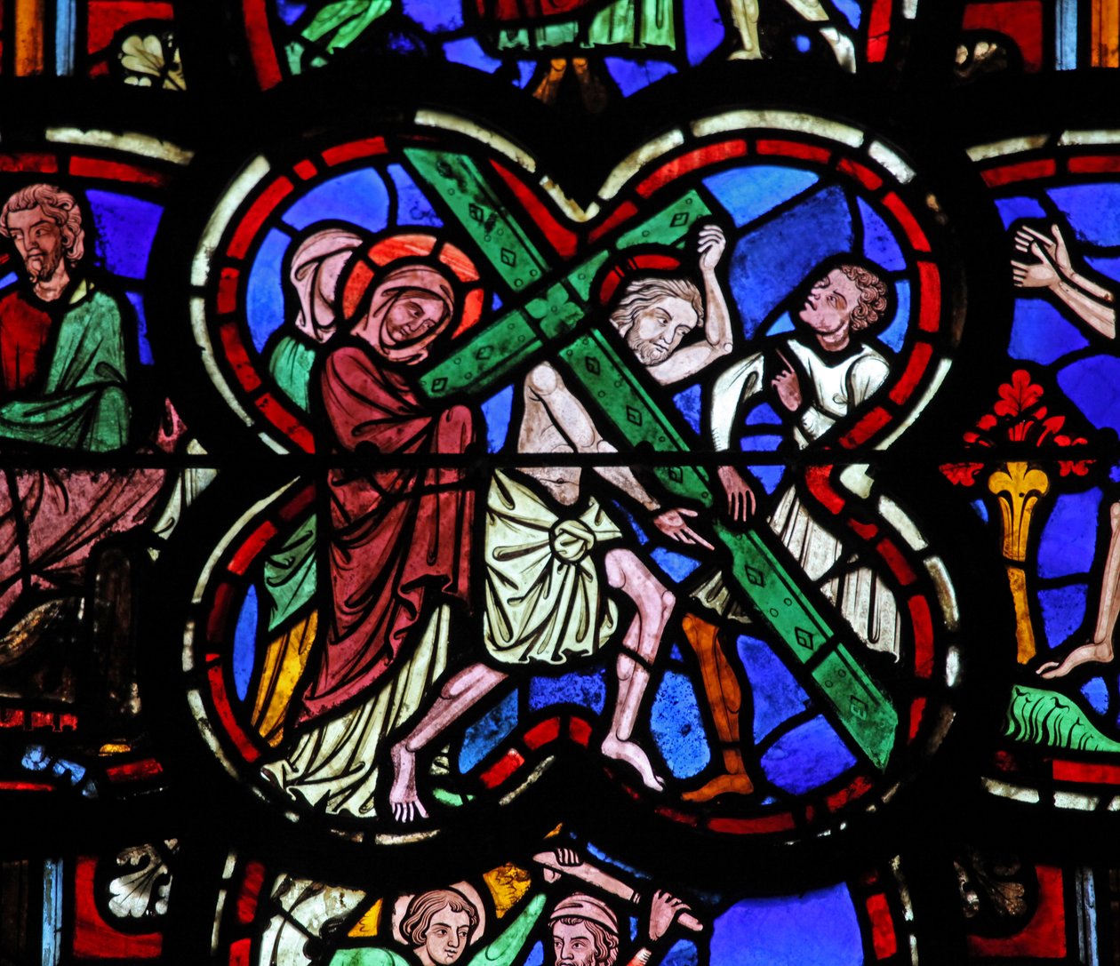 Window depicting the Via Crucis by French School